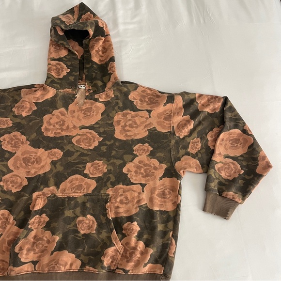 Free People Its A Vibe Printed Hoodie Sz M Floral Distressed Oversized Boho - Picture 4 of 14